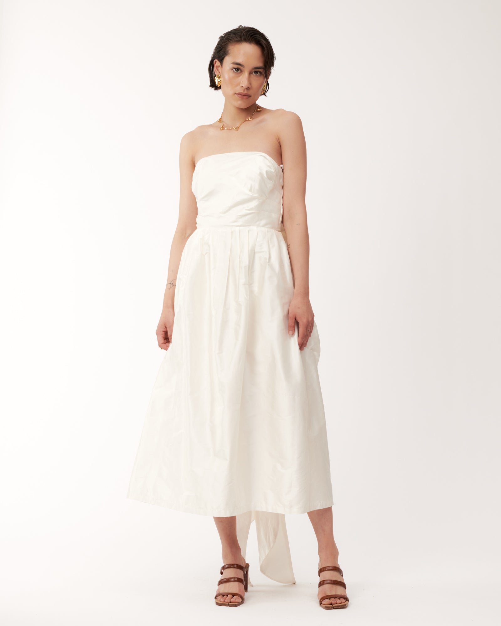 Annie Bow Dress Ivory honeymoonstudios